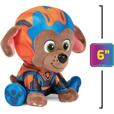 GUND PAW Patrol Zuma stuffed animal, 6” tall, featuring a brown dog in a colorful outfit with large green eyes.
