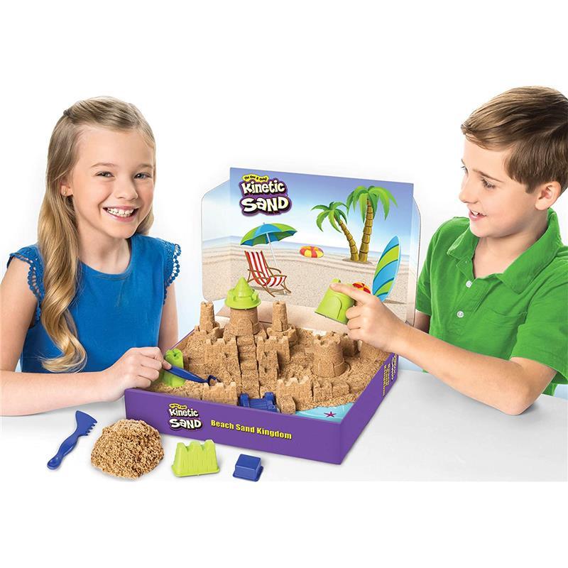 Spin Master Kinetic Sand, Beach Sand Kingdom Playset with 3lbs of Beach Sand Image 6