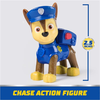 Paw Patrol Chase action figure, 2.5 inches tall, wearing a blue police uniform and hat, ready for adventure.
