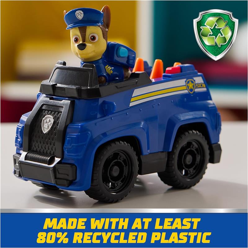 Spin Master - Paw Patrol Toy Car with Collectible Action Figure, Sustainably Minded, Chase Image 4