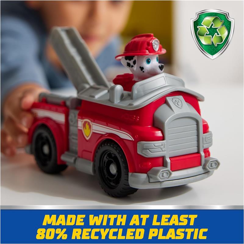 Spin Master - Paw Patrol Toy Car with Collectible Action Figure, Sustainably Minded, Marshall Image 4