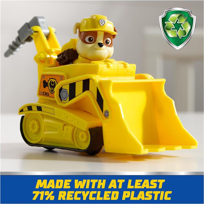 Spin Master - Paw Patrol Toy Car with Collectible Action Figure, Sustainably Minded, Rubble Image 4
