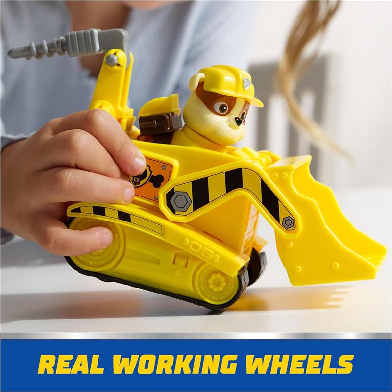Spin Master - Paw Patrol Toy Car with Collectible Action Figure, Sustainably Minded, Rubble Image 7