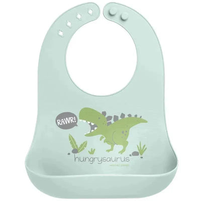 Stephen Joseph 100% Silicone Bibs For Baby Boy, Dino Image 1