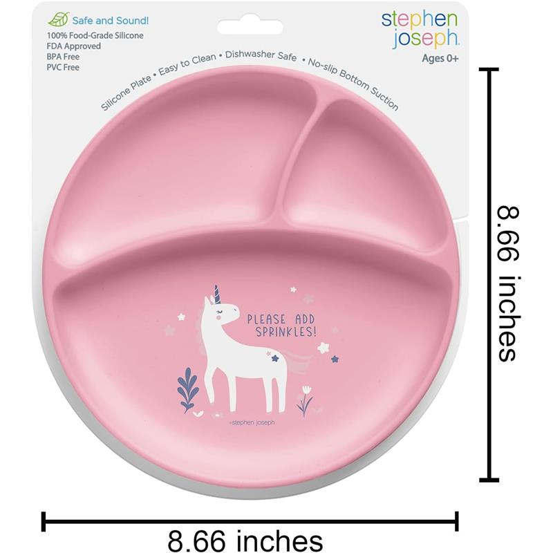 Stephen Joseph 100% Silicone Suction Plates For Babies, Unicorn Image 3