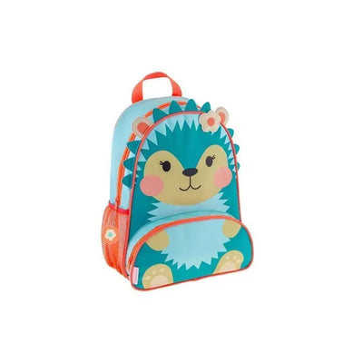 Stephen Joseph Sidekicks Backpack featuring a cute hedgehog design with colorful accents and a front pocket.