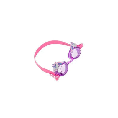 Stephen Joseph Swim Goggles in unicorn design, featuring pink straps and purple lenses with decorative unicorn accents.