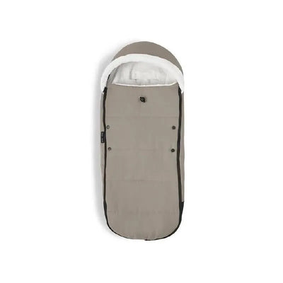Footmuff for Babyzen Yoyo in taupe, featuring a soft interior lining, button closure, and a hood for warmth.