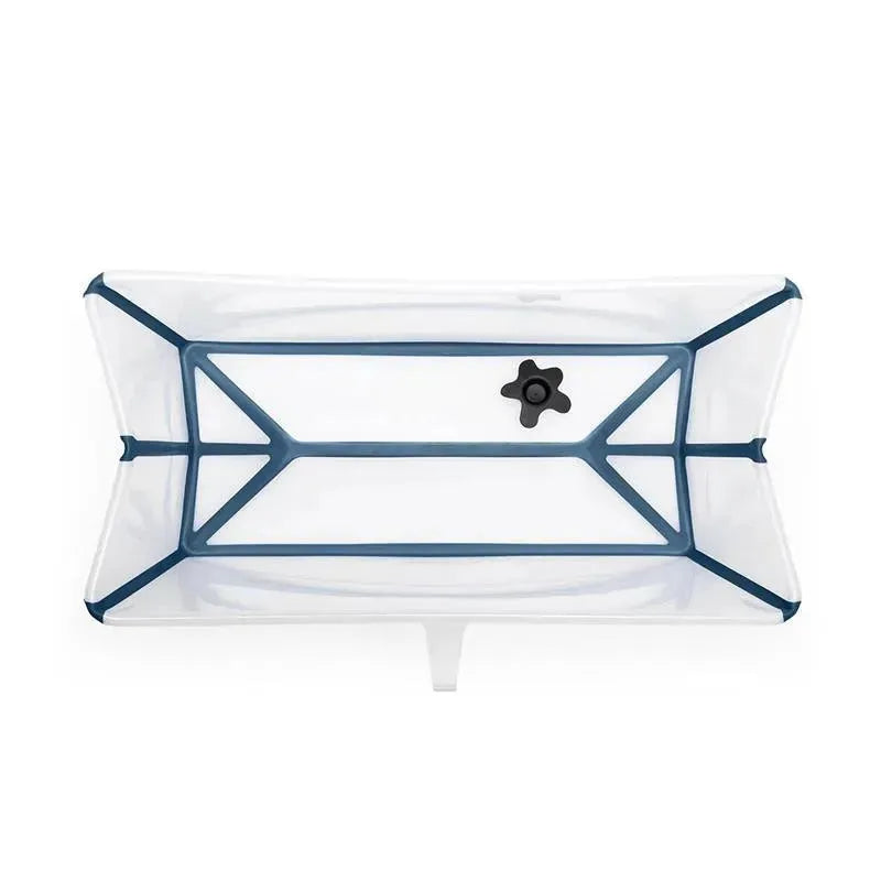 Stokke Flexi Bath Bundle Folding Baby Bathtub with Newborn Support - Transparent/Blue Image 3