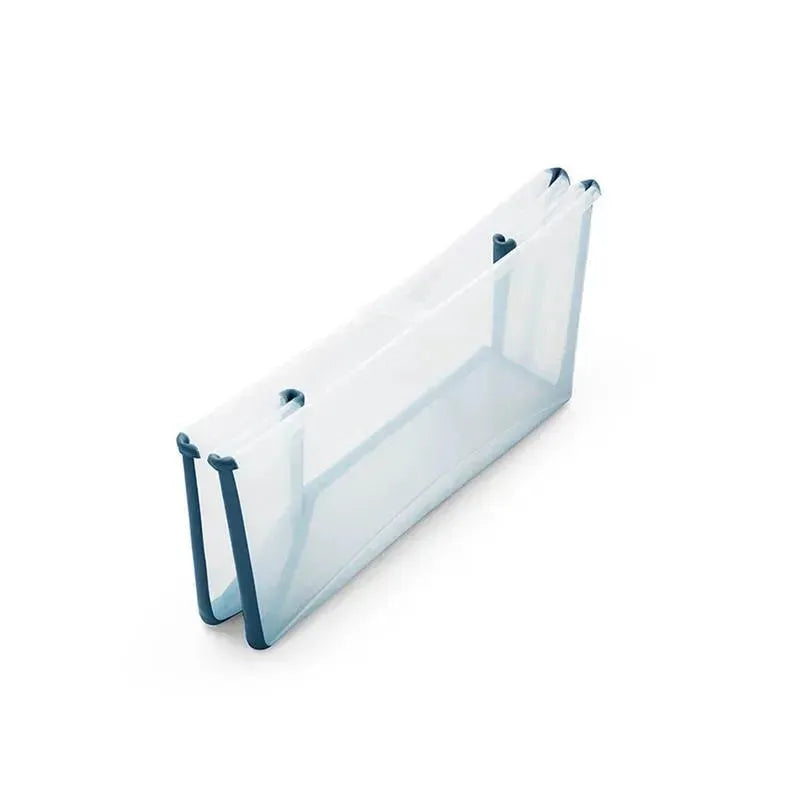 Stokke Flexi Bath Bundle Folding Baby Bathtub with Newborn Support - Transparent/Blue Image 4