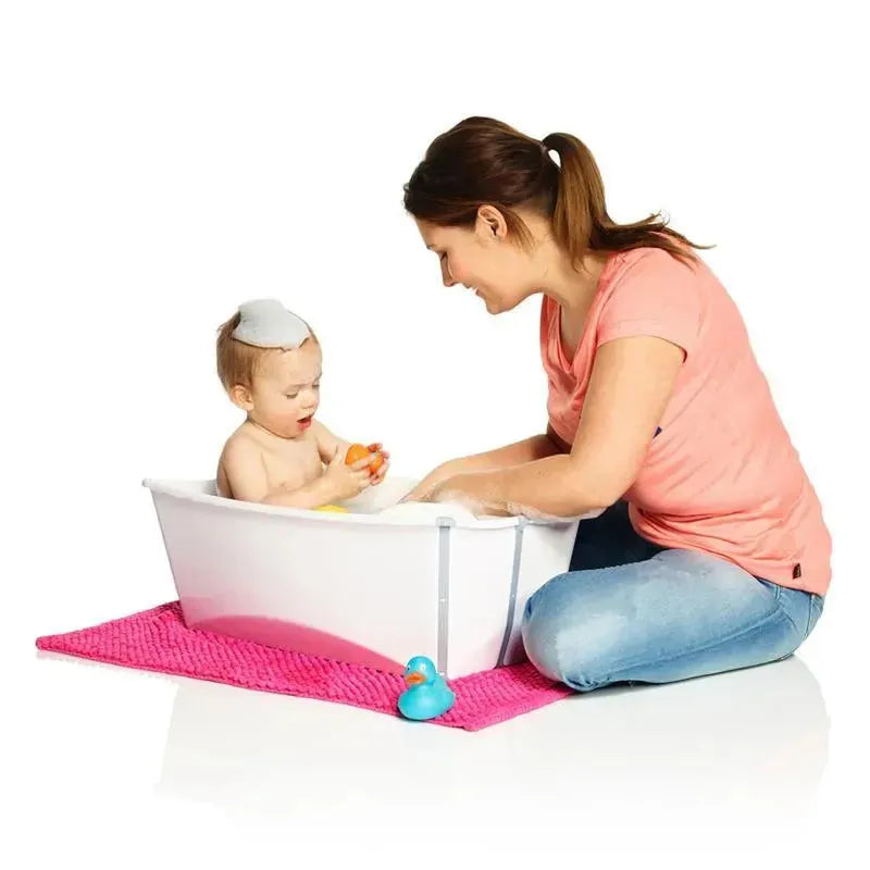 suporte banheira stokke Stokke - Pacote de banho Flexi Banheira dobrável para bebê com suporte para recém-nascido, branco/cinza