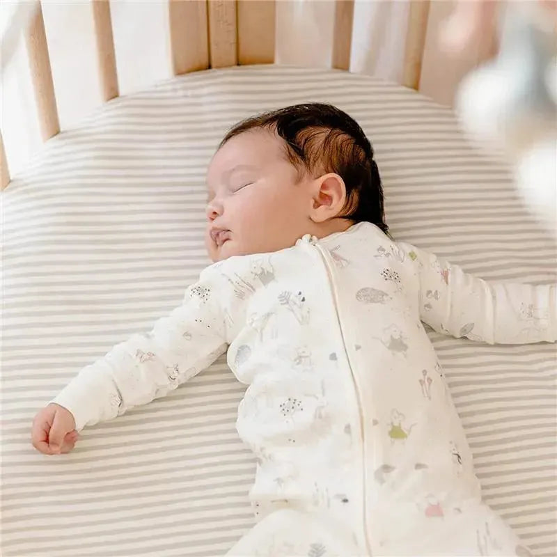Stokke - Sleepi Mini Fitted Sheet by Pehr, Stripes Away Pebbles Image 5