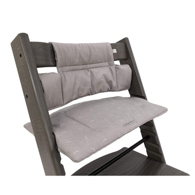 Stokke Tripp Trapp Classic Cushion in Icon Grey, featuring soft padding for comfort, designed to fit the Tripp Trapp high chair.