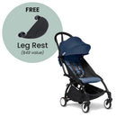 Stokke Yoyo³ Stroller 6+ in Black Frame with Air France Blue fabric and a free leg rest valued at $49.