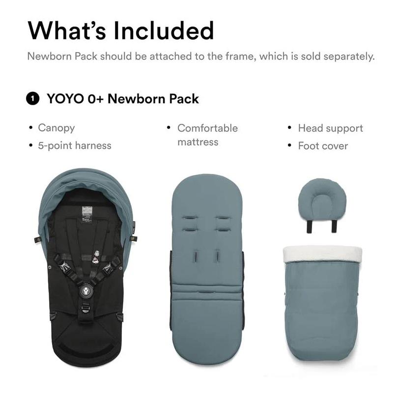 Stokke - Yoyo° Stroller Bundle, Black And White Frame | Aqua 6+ Color Pack | Aqua Newborn Pack  Image 5