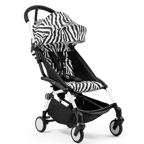Stokke - Yoyo³ Stroller Bundle, Black And White Frame & Zebra 6+ Color