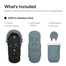 Stokke - Yoyo³ Stroller Bundle, Black Frame | Aqua 6+ Color Pack | Aqua Newborn Pack Image 6