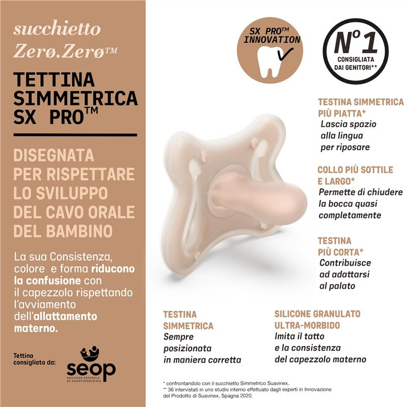 Suavinex 2Pk Zero Zero Silicone Baby Pacifier with SX Pro Physiological Pacifier Nipple, Fair Image 4