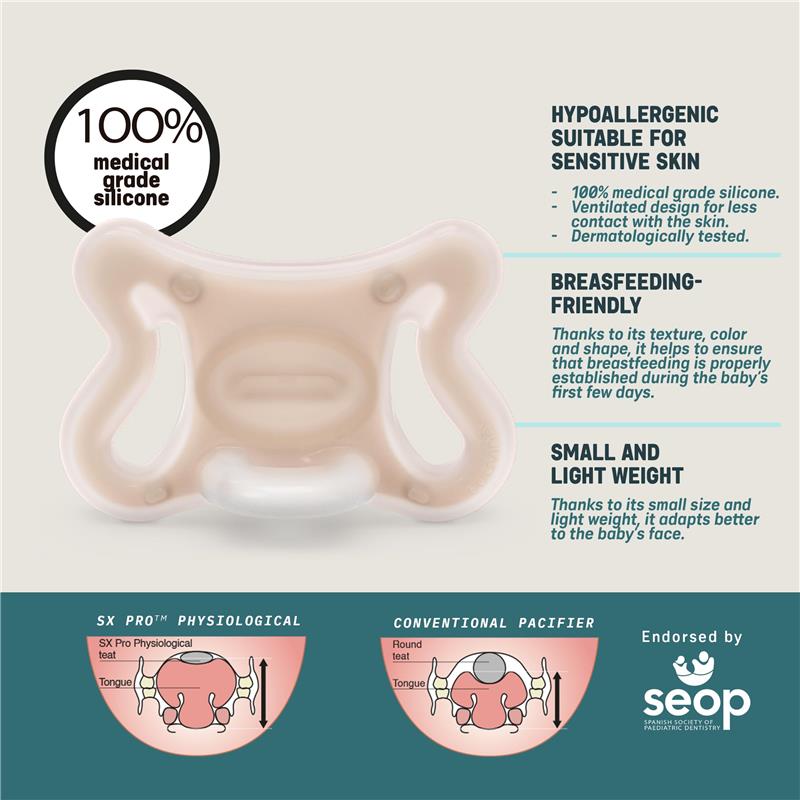 Suavinex 2Pk Zero Zero Silicone Baby Pacifier with SX Pro Physiological Pacifier Nipple, Light Image 5