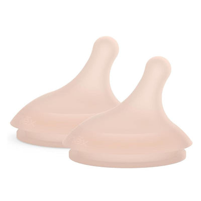 Two Suavinex 2Pk Zero.Zero™ Slow Flow Asymmetrical Nipples in medium size, suitable for babies 0 months and older.