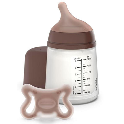 Suavinex Zero Zero Newborn Starter Set Small Anti Colic Baby Bottle + Pacifier, Adaptable Flow, Deep Image 1
