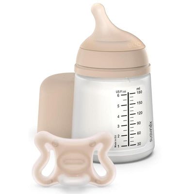Suavinex Zero Zero Newborn Starter Set Small Anti Colic Baby Bottle + Pacifier, Adaptable Flow, Light Image 1