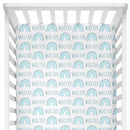 Sugar + Maple Personalized Crib Sheet | Rainbow Blue - MacroBaby