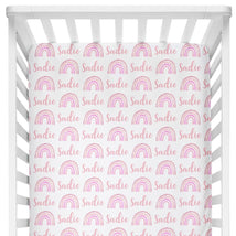 Sugar + Maple Personalized Crib Sheet | Rainbow Pink - MacroBaby