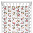 Sugar + Maple Personalized Crib Sheet | Retro Rose - MacroBaby
