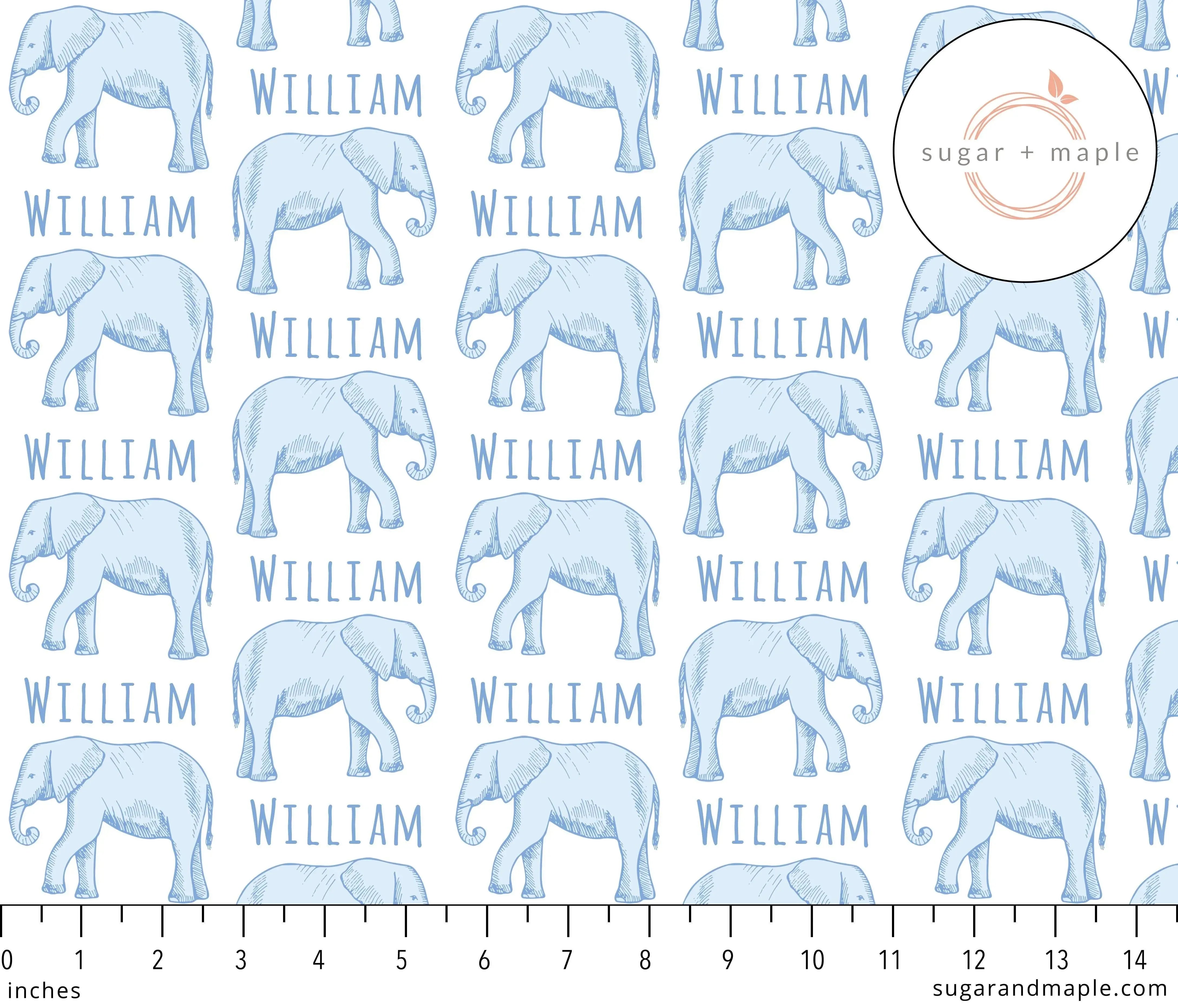 Sugar + Maple Personalized Stretchy Blanket | Elephant Blue - MacroBaby