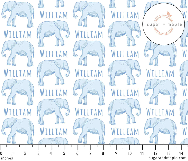 Sugar + Maple Personalized Stretchy Blanket | Elephant Blue - MacroBaby