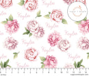 Sugar + Maple Personalized Stretchy Blanket | Pink Peonies - MacroBaby