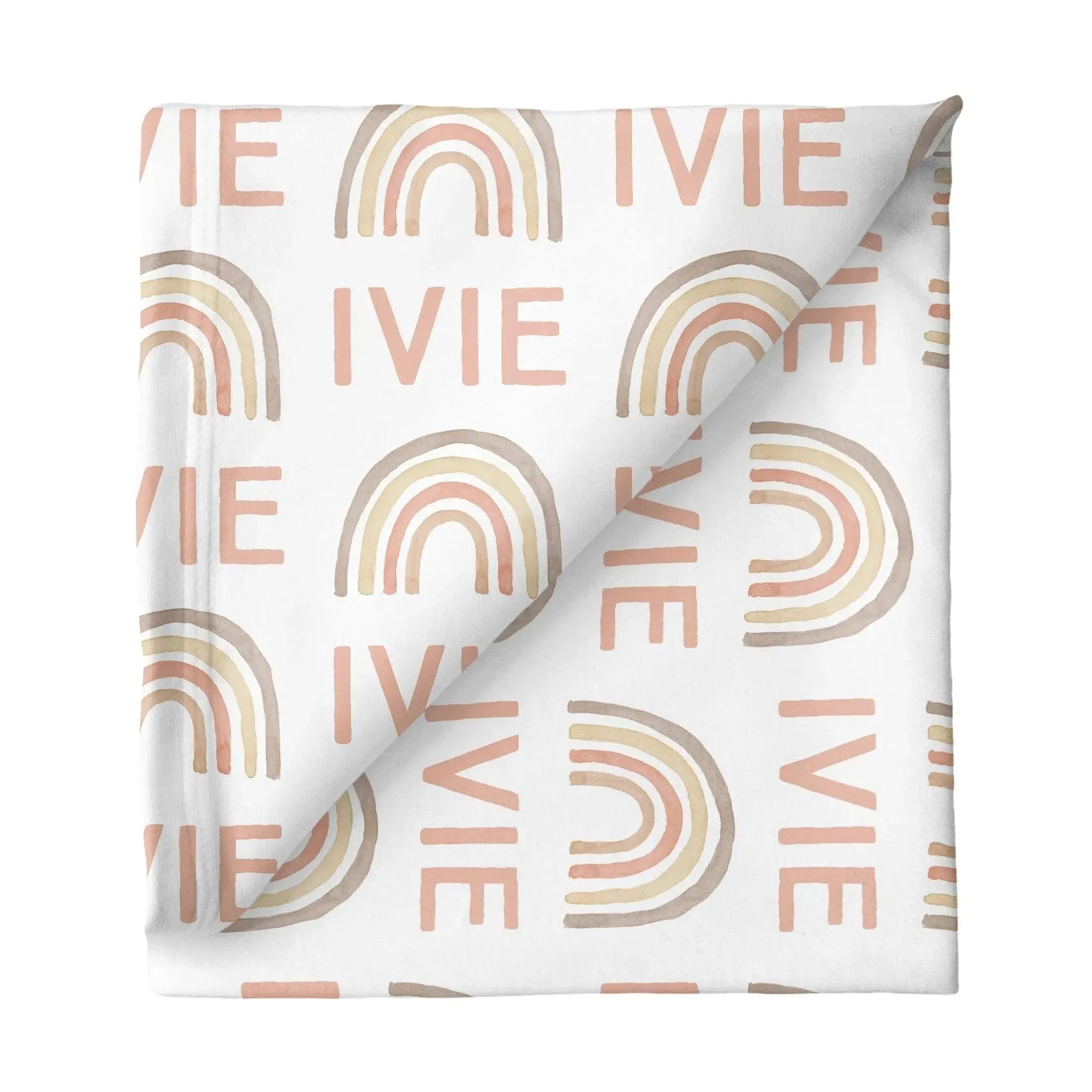 Sugar + Maple Personalized Stretchy Blanket | Rainbow Neutral - MacroBaby