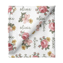 Sugar + Maple Personalized Stretchy Blanket | Retro Rose - MacroBaby