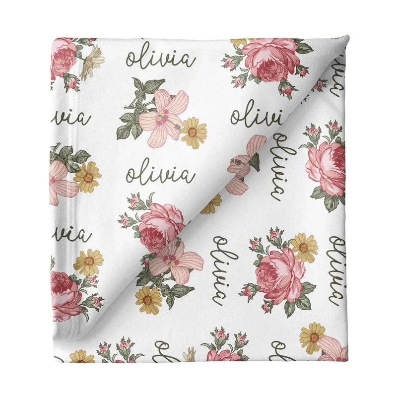 Sugar + Maple Personalized Stretchy Blanket | Retro Rose - MacroBaby