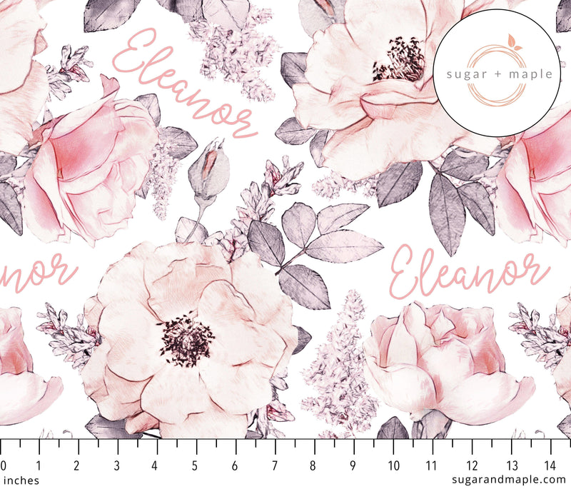 Sugar + Maple Plush Minky Fleece Personalized Blanket | Wallpaper Floral - MacroBaby