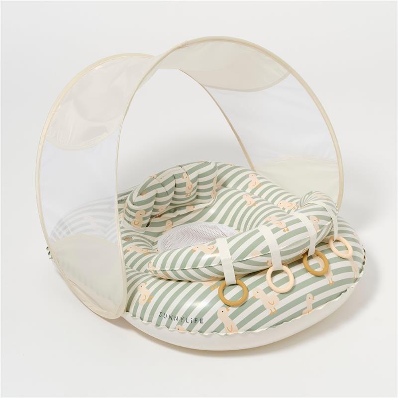 Sunnylife - Interactive Baby Float Duck Sage Stripe  Image 3