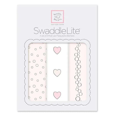 Swaddle Designs - 3Pk Bubble Dots, Hearts, Champagne Marquisette Swaddles Image 1