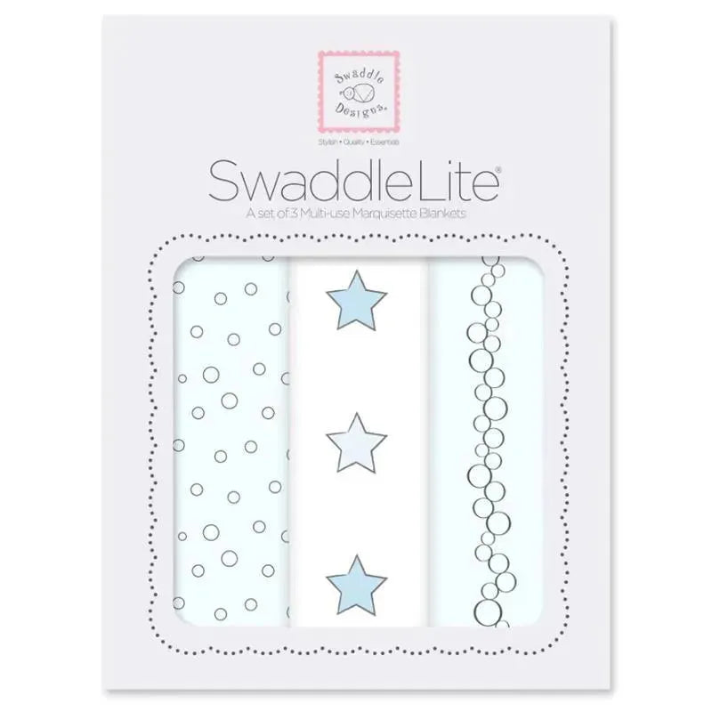 Swaddle Designs - 3Pk Bubble Dots, Stars, Champagne Marquisette Swaddles Image 1