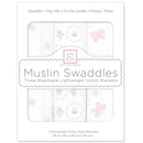 Swaddle Designs - 3Pk Muslin Swaddle Blankets, Butterflies & Posies Image 1