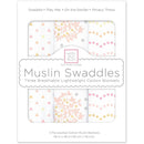 Swaddle Designs - 3Pk Muslin Swaddle Blankets, Floral With Gold Shimmer Image 1
