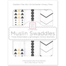 Swaddle Designs - 3Pk Muslin Swaddle Blankets, Gold & Graphite Image 1