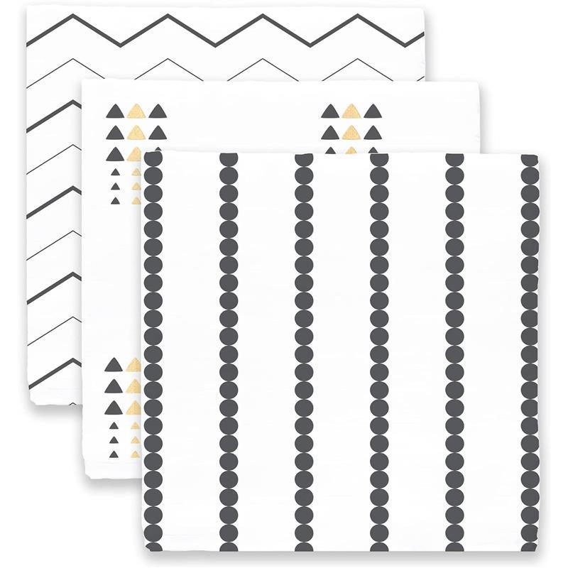 Swaddle Designs - 3Pk Muslin Swaddle Blankets, Gold & Graphite Image 5