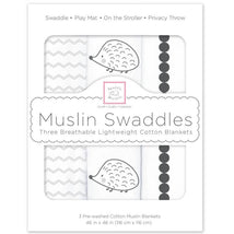 Swaddle Designs - 3Pk Muslin Swaddle Blankets, Hedgehog & Bumpkin Image 1
