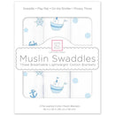 Swaddle Designs - 3Pk Muslin Swaddle Blankets, Little Ships Image 1