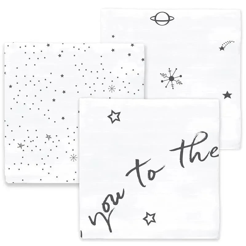 Swaddle Designs - 3Pk Muslin Swaddle Blankets, Love You To The Moon Image 4