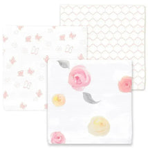 Swaddle Designs - 3Pk Muslin Swaddle Blankets, Watercolor Roses Image 1