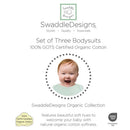 Swaddle Designs 3Pk Organic Cotton Bodysuits, Soft Pink/Jadeite/Sand Dollar Image 8