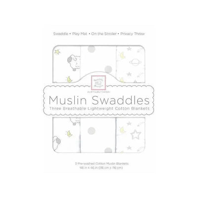 Swaddle Designs - Muslin Swaddle Blankets, Little Lambs Goodnight (Set Of 3) Image 1