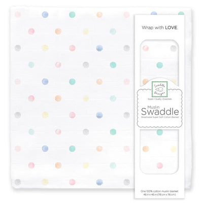 Swaddle Designs Muslin Swaddle Single, Watercolor Mini Multi Dots Image 1